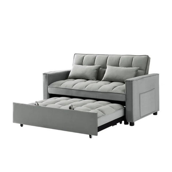 Divano letto Eiri 2 posti in tessuto grigio - immagine 5