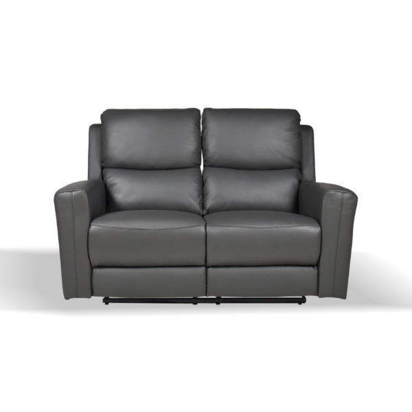 Divano recliner elettrici Claus 2 posti in vera pelle colore grigio scuro - immagine 2