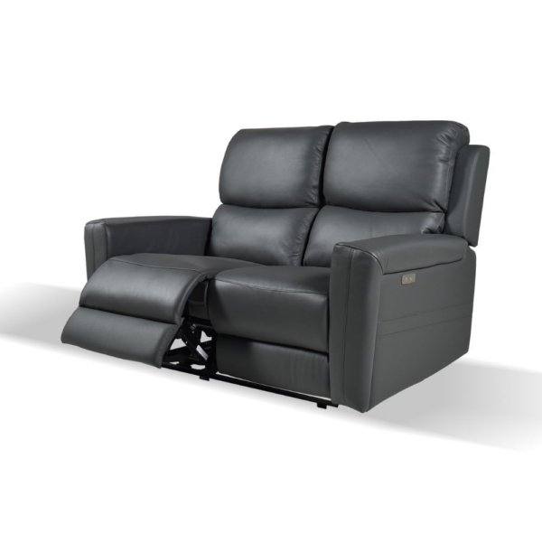 Divano recliner elettrici Claus 2 posti in vera pelle colore grigio scuro - immagine 3