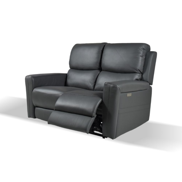 Divano recliner elettrici Claus 2 posti in vera pelle colore grigio scuro - immagine 4
