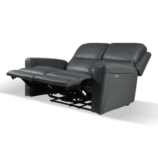 Divano recliner elettrici Claus 2 posti in vera pelle colore grigio scuro - immagine 7