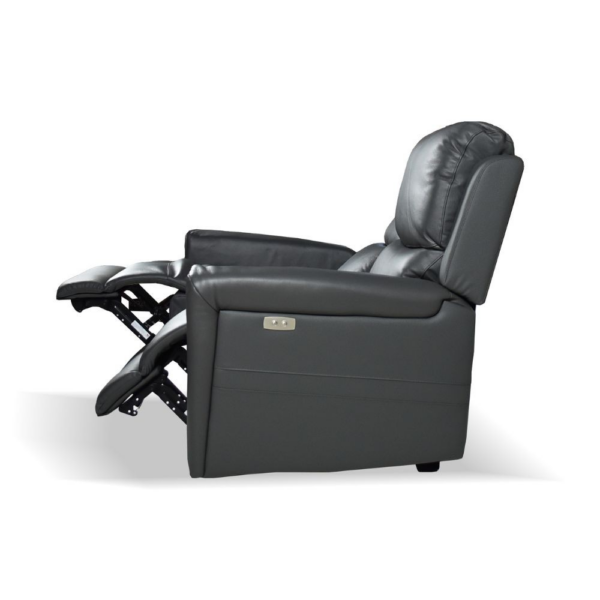 Divano recliner elettrici Claus 2 posti in vera pelle colore grigio scuro - immagine 8