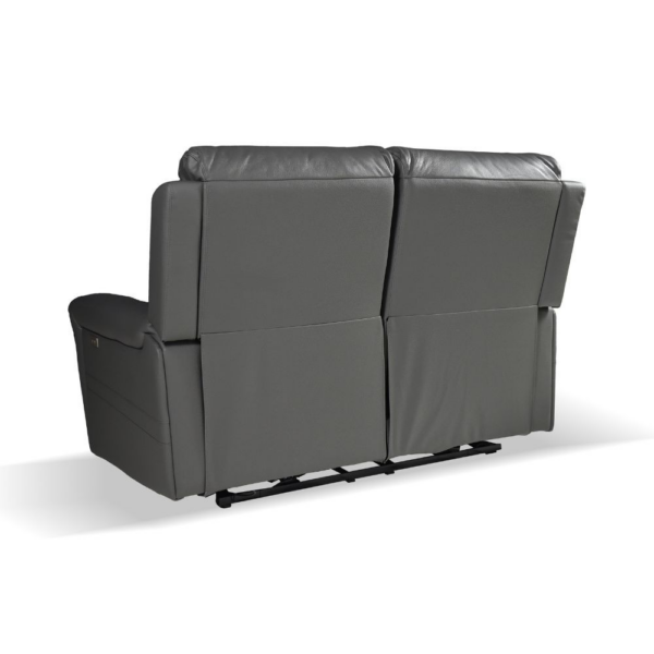 Divano recliner elettrici Claus 2 posti in vera pelle colore grigio scuro - immagine 9