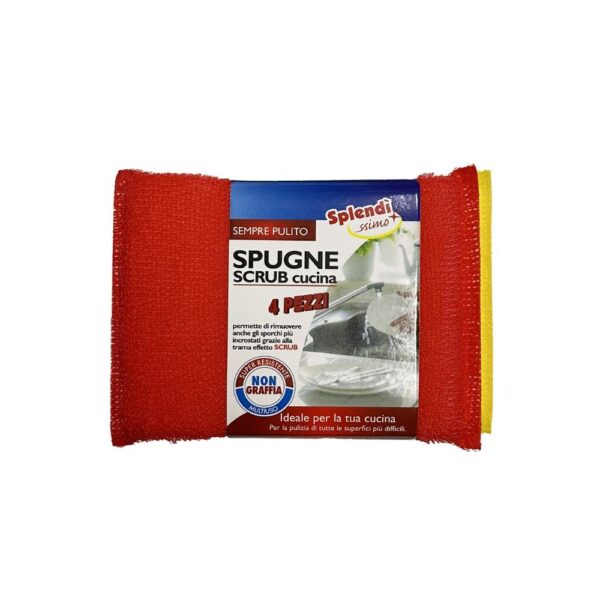 Set 4 spugne scrub multicolor per cucina