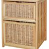 Cassettiera Giada in legno e vimini con 2 cassetti