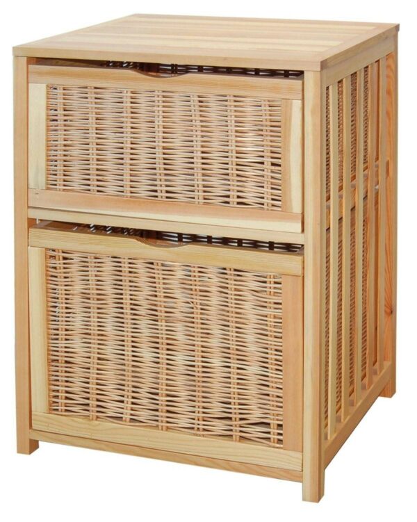 Cassettiera Giada in legno e vimini con 2 cassetti