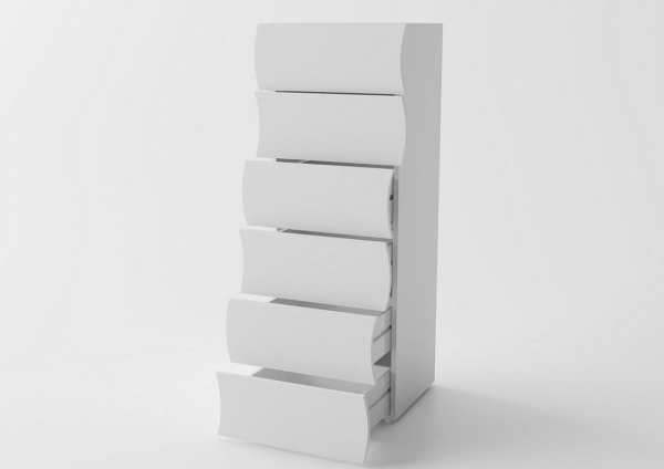 Cassettiera Onda Kommode 6 Cassetti - 50x121,7x40 - Bianco Lucido - immagine 2