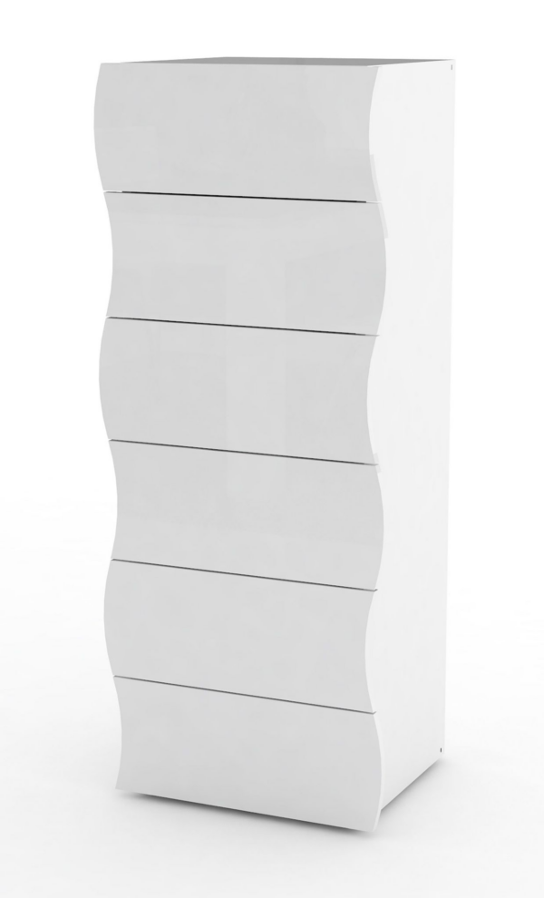 Cassettiera Onda Kommode 6 Cassetti - 50x121,7x40 - Bianco Lucido - immagine 3