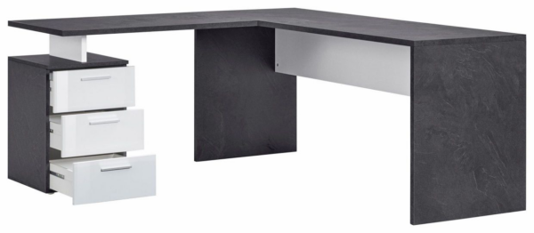 Scrivania ad angolo New Selina - 180x75x60 - Bianco Lucido e Report - immagine 3