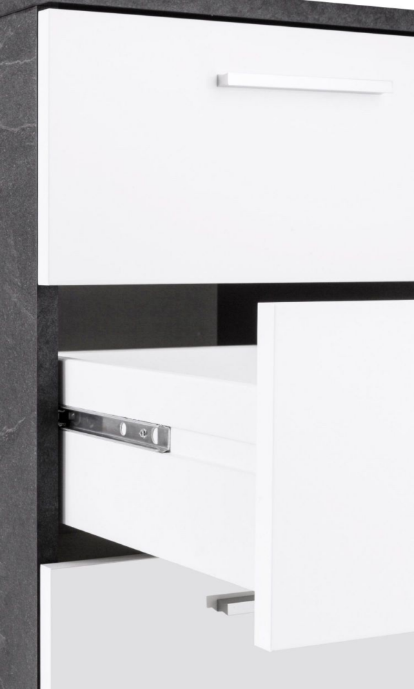 Scrivania ad angolo New Selina - 180x75x60 - Bianco Lucido e Report - immagine 5