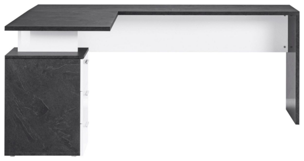 Scrivania ad angolo New Selina - 180x75x60 - Bianco Lucido e Report - immagine 7