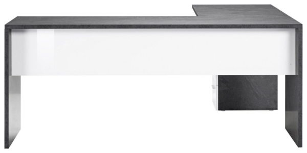 Scrivania ad angolo New Selina - 180x75x60 - Bianco Lucido e Report - immagine 8