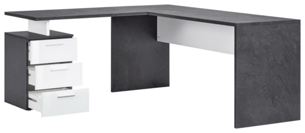 Scrivania ad angolo New Selina - 180x75x60 - Bianco Lucido e Report - immagine 9
