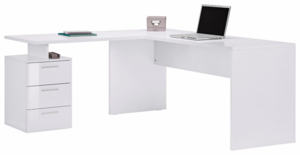 Scrivania ad angolo New Selina - 180x75x60 - Bianco Lucido - immagine 6