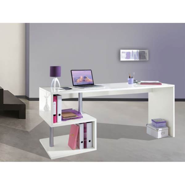 Scrivania Esse 180 - 180x77,5x60 - Bianco Lucido