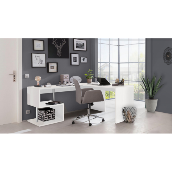 Scrivania Esse Angolare - 160x77,5x60 - Bianco Lucido - immagine 3
