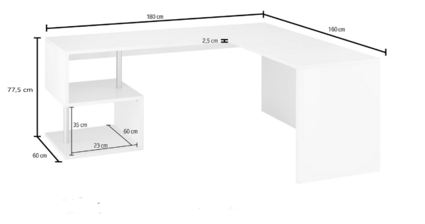 Scrivania Esse Angolare - 160x77,5x60 - Bianco Lucido - immagine 4