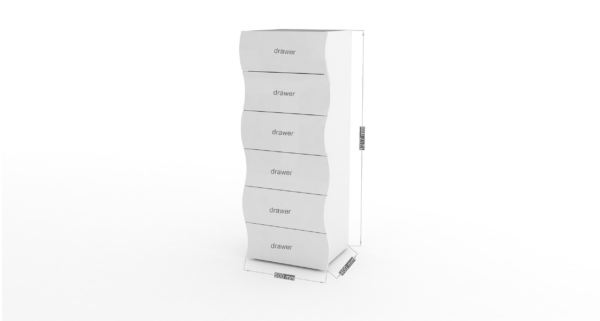 Cassettiera Onda Kommode 6 Cassetti - 50x121,7x40 - Bianco Lucido - immagine 4