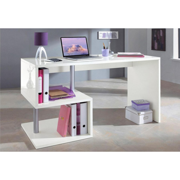 Scrivania Esse 140 - 140x77,5x60 - Bianco Lucido - immagine 3