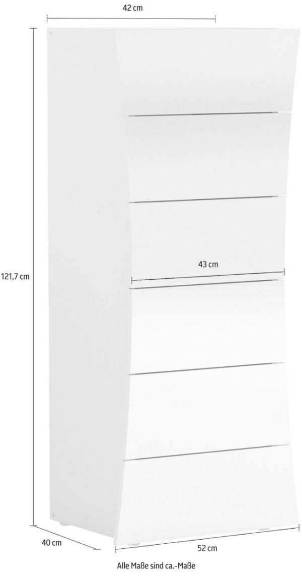 Settimino Arco - 6 cassetti - 50x121x40 - Bianco Lucido - immagine 3