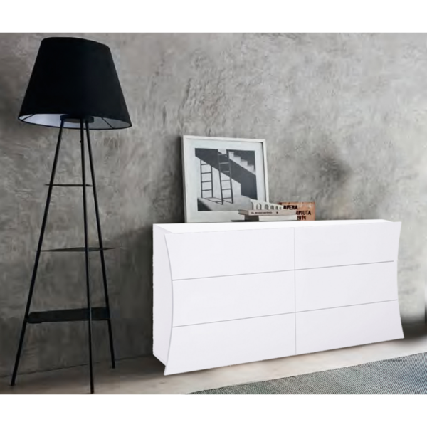 Cassettiera Arco 150 - 6 cassetti - 155x81x40 - Bianco Lucido