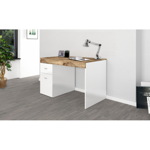 Scrivania Sliding 100 con piano allungabile - Bianco Lucido/Acero Pereira