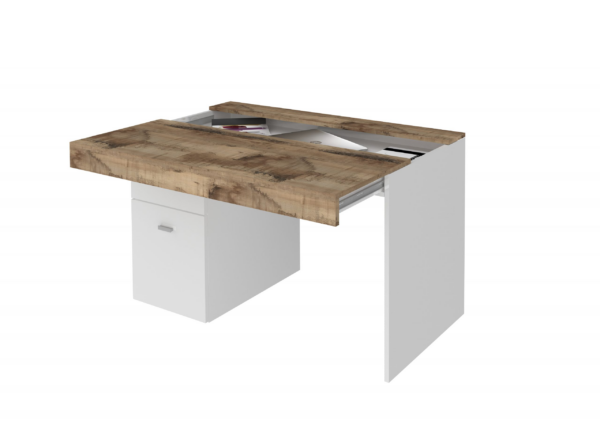 Scrivania Sliding 100 con piano allungabile - Bianco Lucido/Acero Pereira - immagine 7