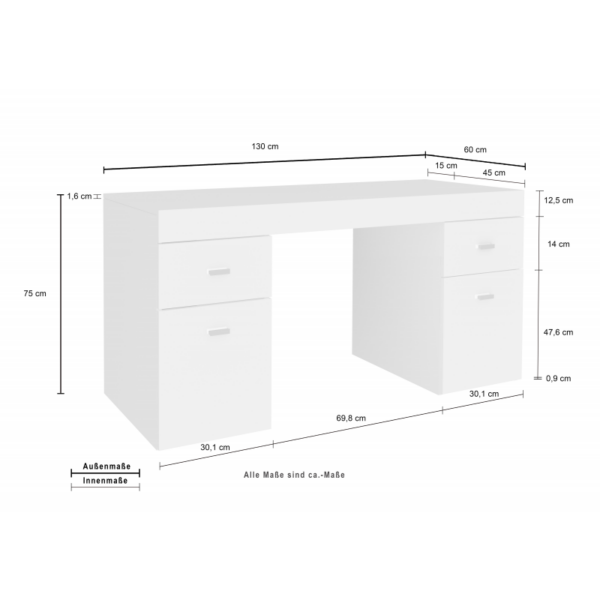 Scrivania Sliding 130 con piano allungabile - Bianco Larice - immagine 4