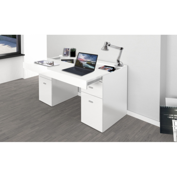 Scrivania Sliding 130 con piano allungabile - Bianco Larice - immagine 2