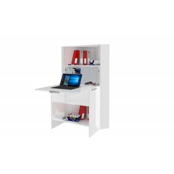 Scrivania ad angolo Dalia - Richiudibile - 70x140x57 - Bianco Lucido - immagine 4