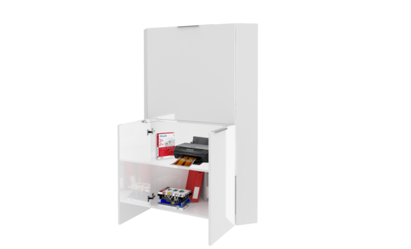 Scrivania ad angolo Dalia - Richiudibile - 70x140x57 - Bianco Lucido - immagine 5