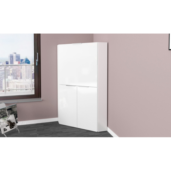 Scrivania ad angolo Dalia - Richiudibile - 70x140x57 - Bianco Lucido - immagine 2