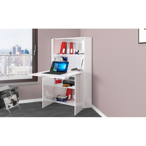 Scrivania ad angolo Dalia - Richiudibile - 70x140x57 - Bianco Lucido