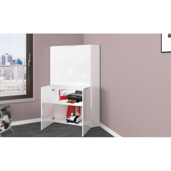 Scrivania ad angolo Dalia - Richiudibile - 70x140x57 - Bianco Lucido - immagine 11