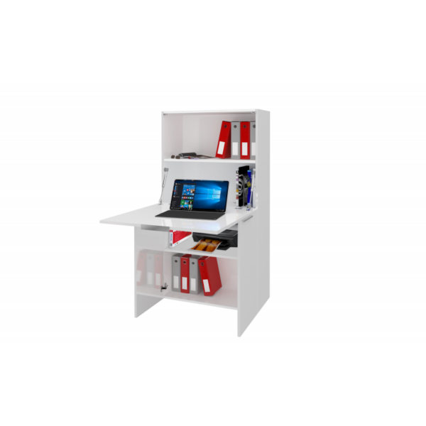 Scrivania Dalia Richiudibile ad armadio - 70x140x35 - Bianco Lucido - immagine 6