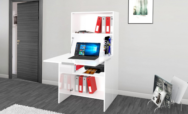 Scrivania Dalia Richiudibile ad armadio - 70x140x35 - Bianco Lucido - immagine 9