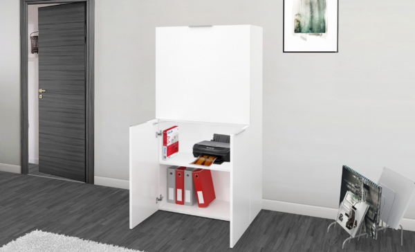Scrivania Dalia Richiudibile ad armadio - 70x140x35 - Bianco Lucido - immagine 10