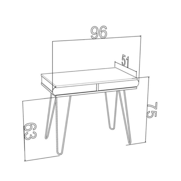 Scrivania Illia piedi in metallo bianco e piano rovere 96x51x75 HMT190642 - immagine 4