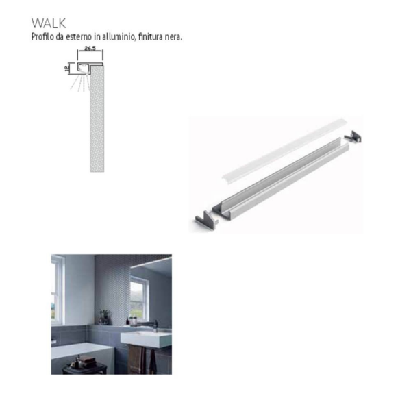Profilo illuminazione LED Walk bagno 1000 mm nero opaco - immagine 2