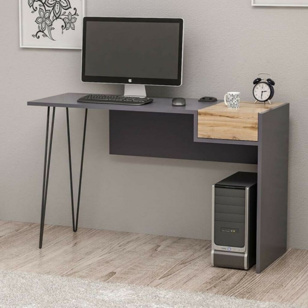 Scrivania Candy antracite noce porte usb 121x45 - immagine 3