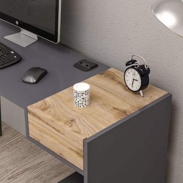 Scrivania Candy antracite noce porte usb 121x45 - immagine 4