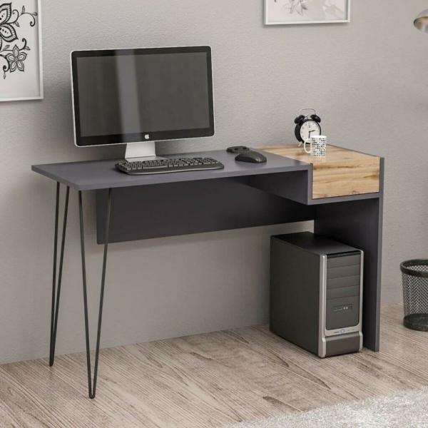 Scrivania Candy antracite noce porte usb 121x45 - immagine 5