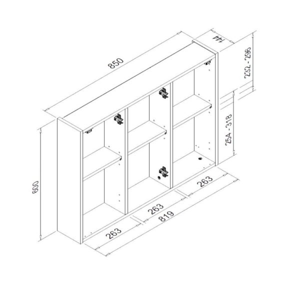 Pensile bagno bianco Solo3 con 3 ante specchio - immagine 3