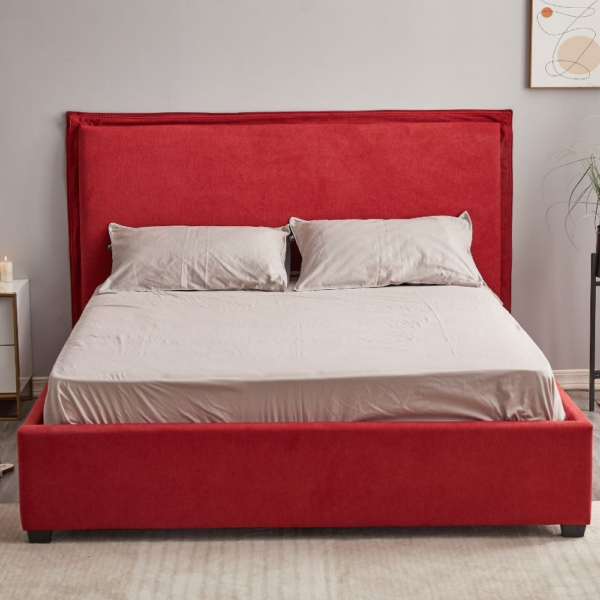 Letto matrimoniale Neso contenitore tessuto rosso - immagine 2