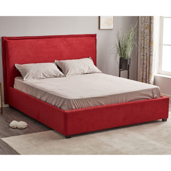 Letto matrimoniale Neso contenitore tessuto rosso - immagine 3