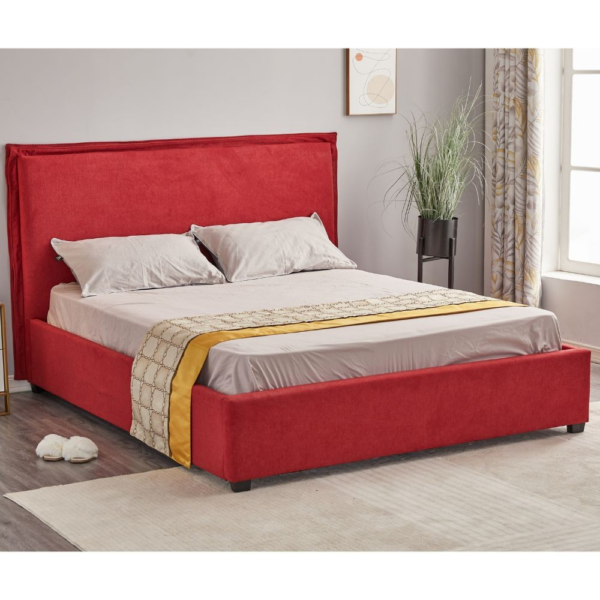 Letto matrimoniale Neso contenitore tessuto rosso - immagine 4