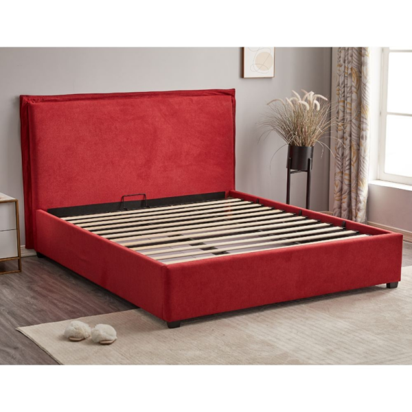 Letto matrimoniale Neso contenitore tessuto rosso - immagine 5