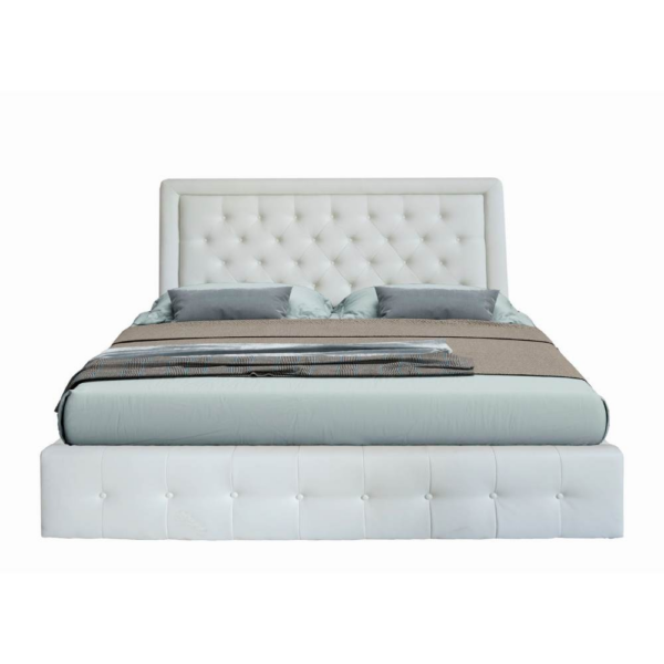 Letto matrimoniale contenitore Buttonsquare bianco testiera trapuntata con cornice - immagine 2