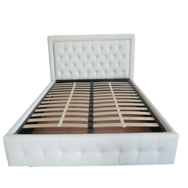 Letto matrimoniale contenitore Buttonsquare bianco testiera trapuntata con cornice - immagine 3