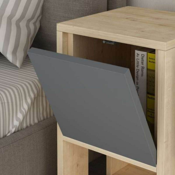 Comodino Ema rovere e antracite anta ribalta 30x30x55h - immagine 4